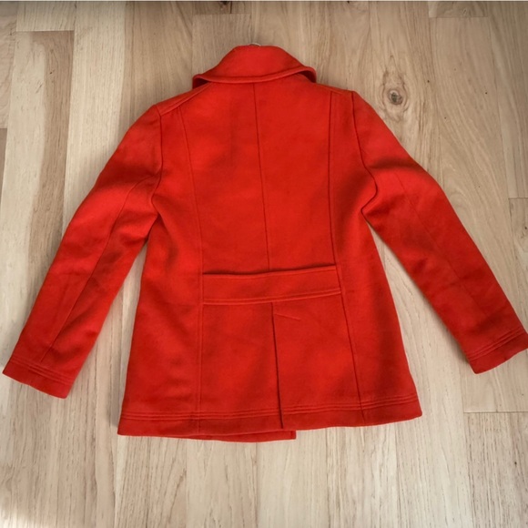 J. Crew Bold Holiday Red Wool Blend Double Breasted Coat Size 8 Petite - Picture 5 of 10